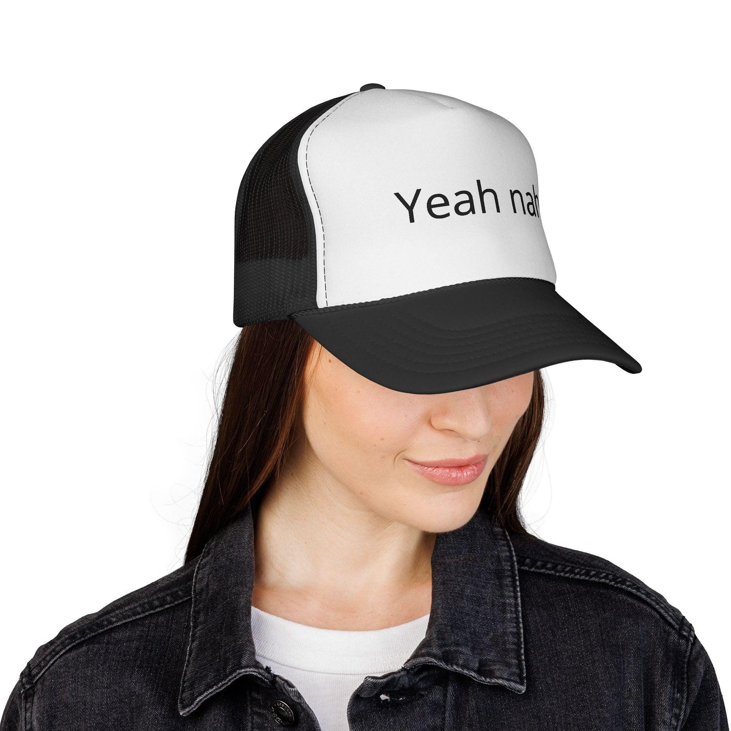 Yeah nah Trucker Cap | Funny Phrase Mesh Hat, Red White Blue