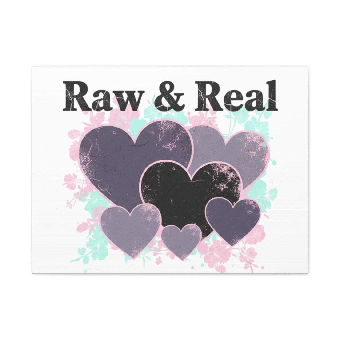 Raw & Real Heart Collage Canvas | Soft Grunge Hearts, Distressed Love