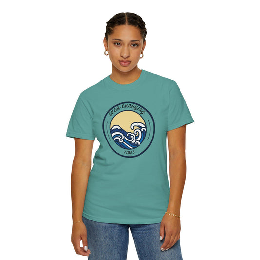 Ever Changing Waves T-shirt | Nautical Ocean Wave Sunrise Design