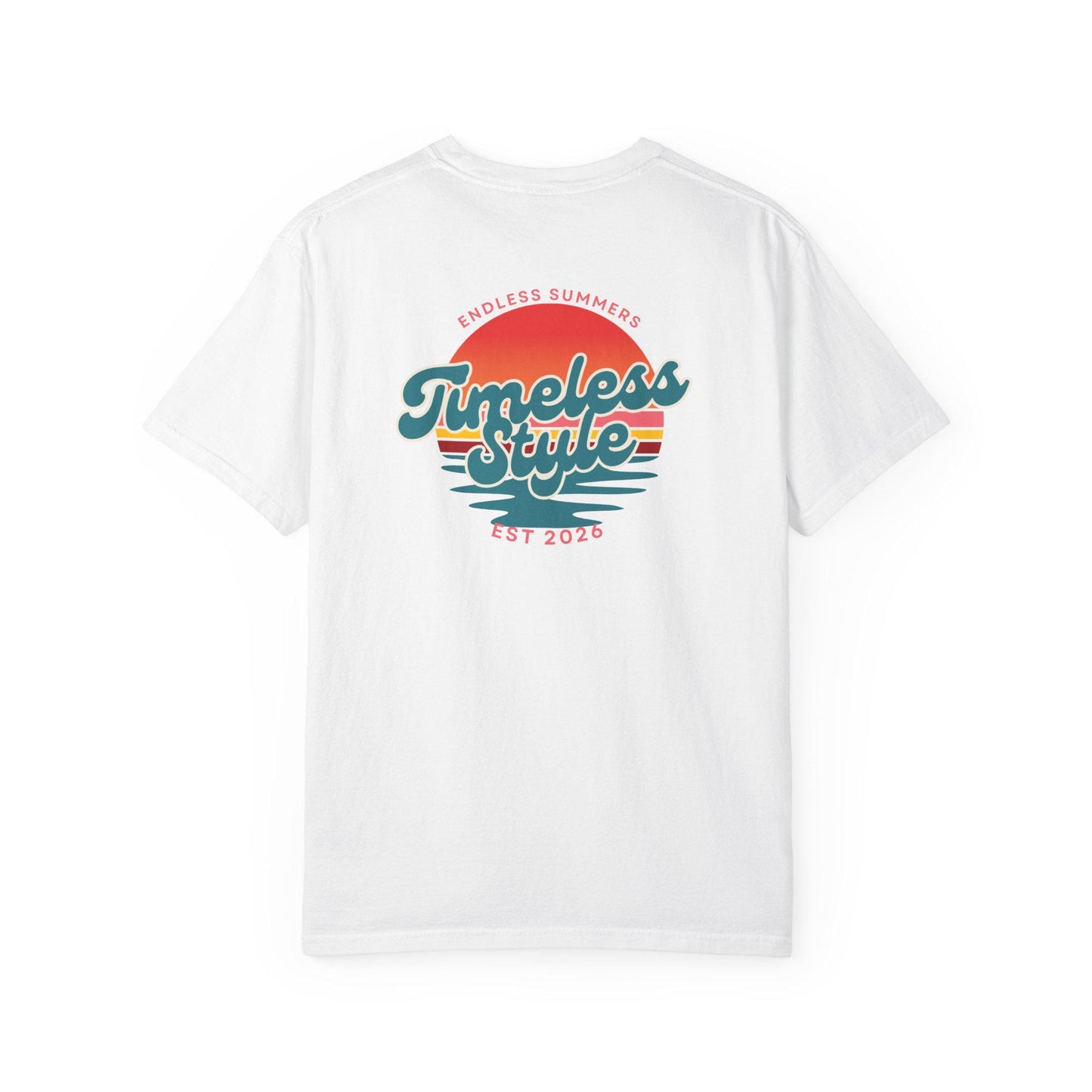 Timeless Style Sunset Graphic T-shirt | Retro Beach Logo
