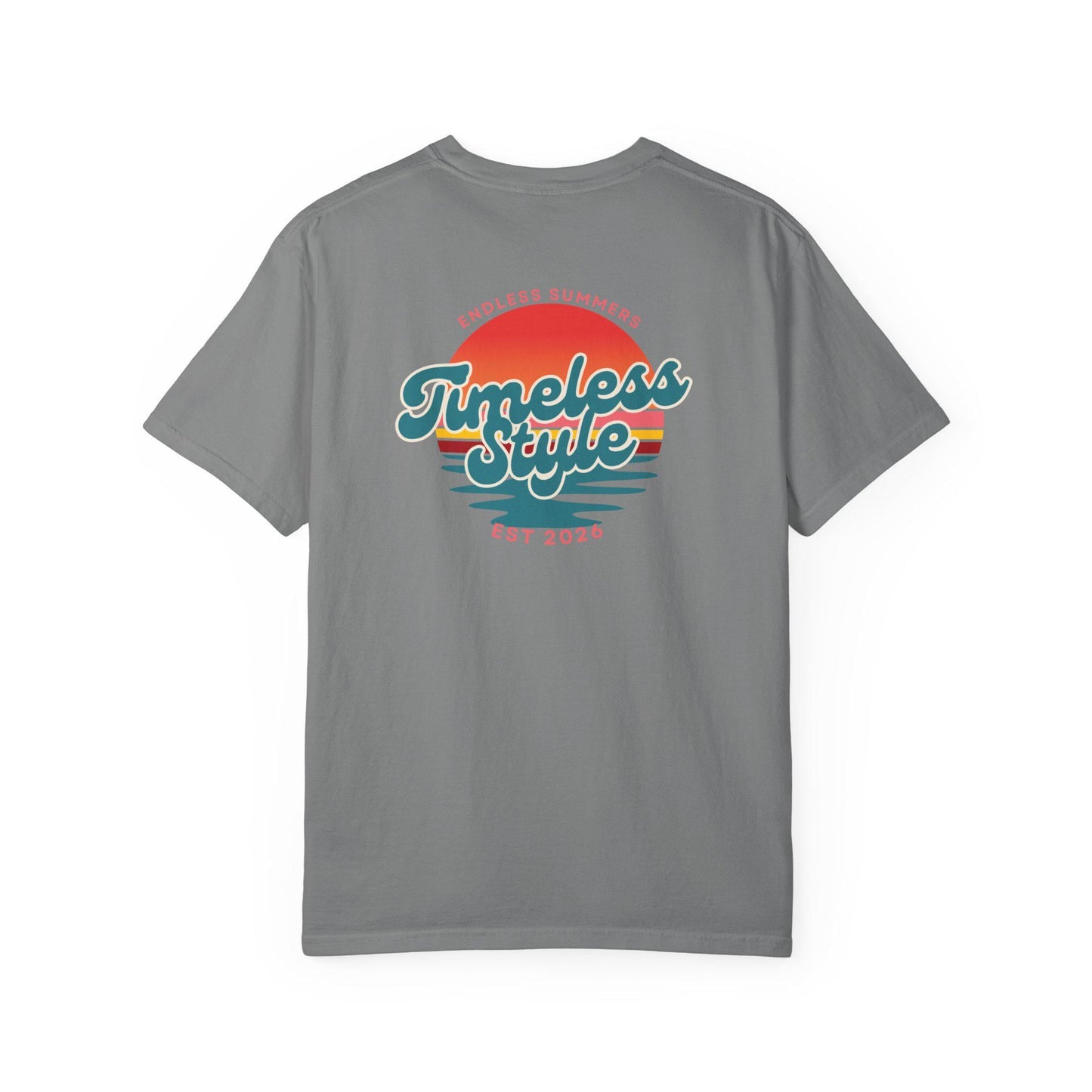 Timeless Style Sunset Graphic T-shirt | Retro Beach Logo