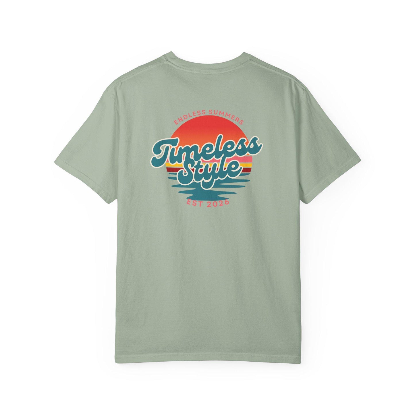Timeless Style Sunset Graphic T-shirt | Retro Beach Logo
