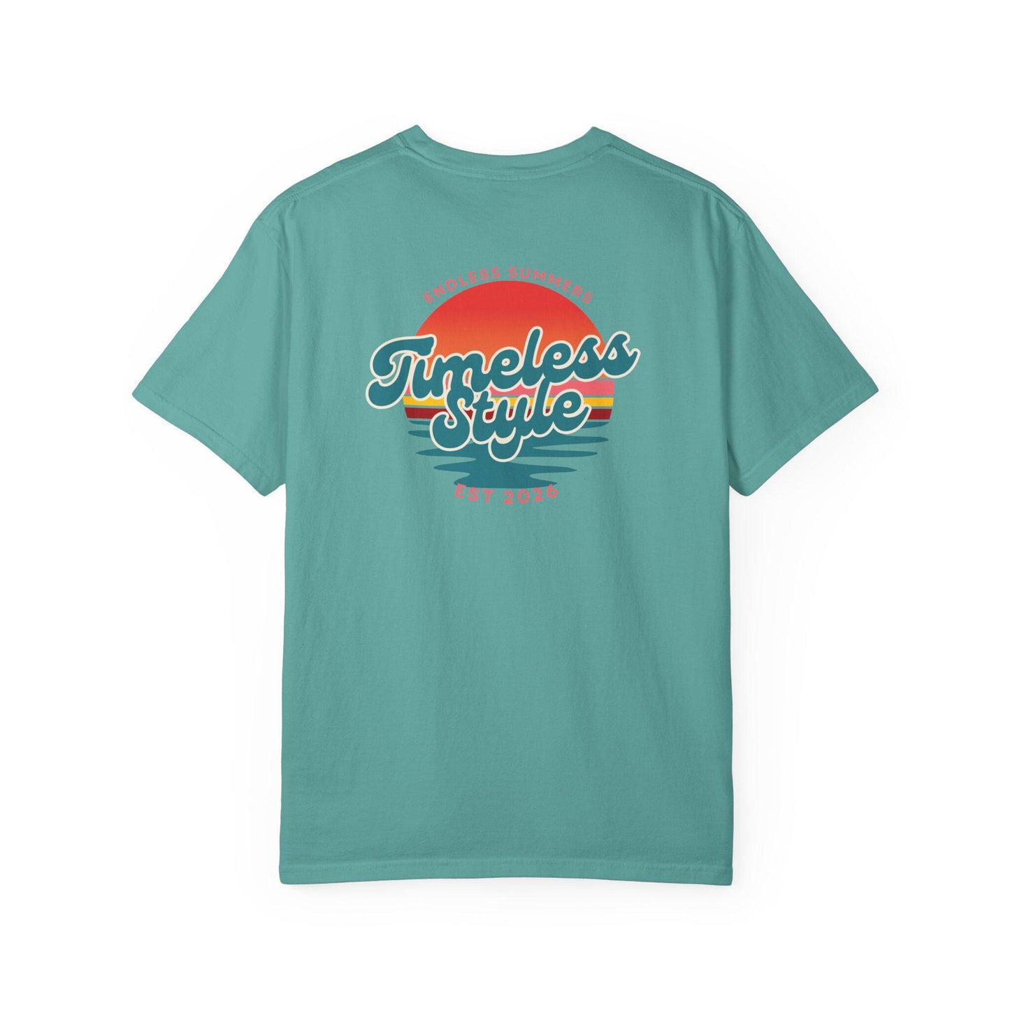 Timeless Style Sunset Graphic T-shirt | Retro Beach Logo