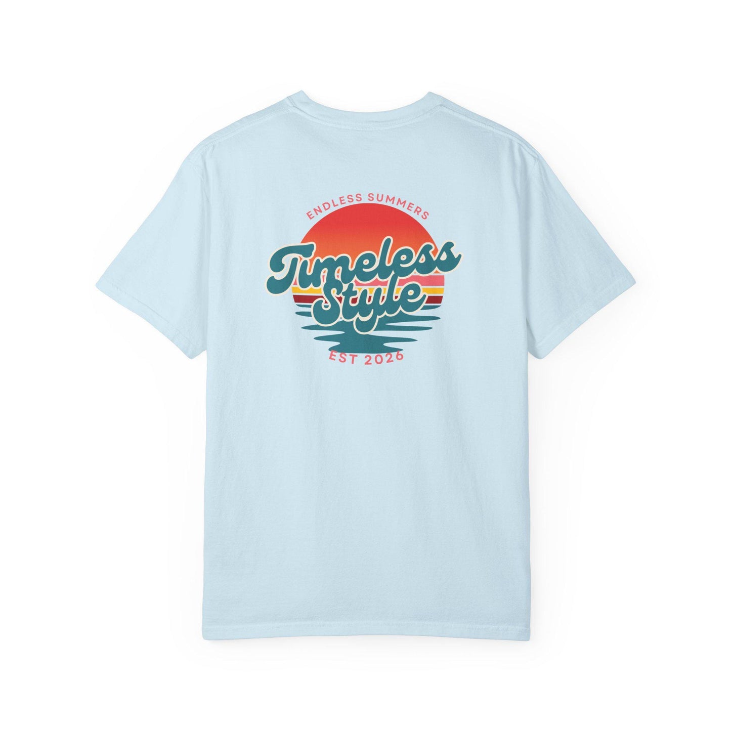 Timeless Style Sunset Graphic T-shirt | Retro Beach Logo