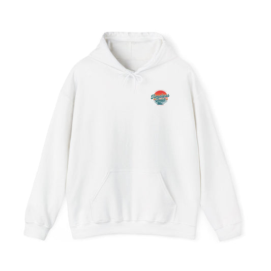 Timeless Style Sunset Logo Hoodie | Retro Stripes Palm Silhouette