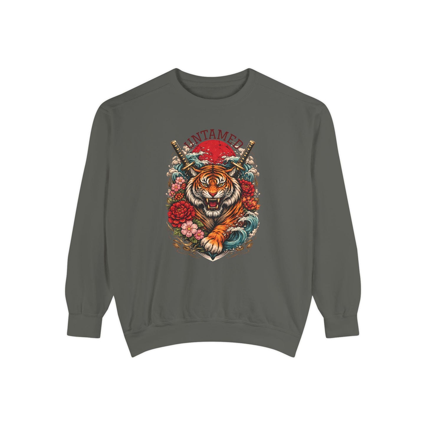 Untamed Tiger Sweatshirt  Floral Samurai Graphic Crewneck