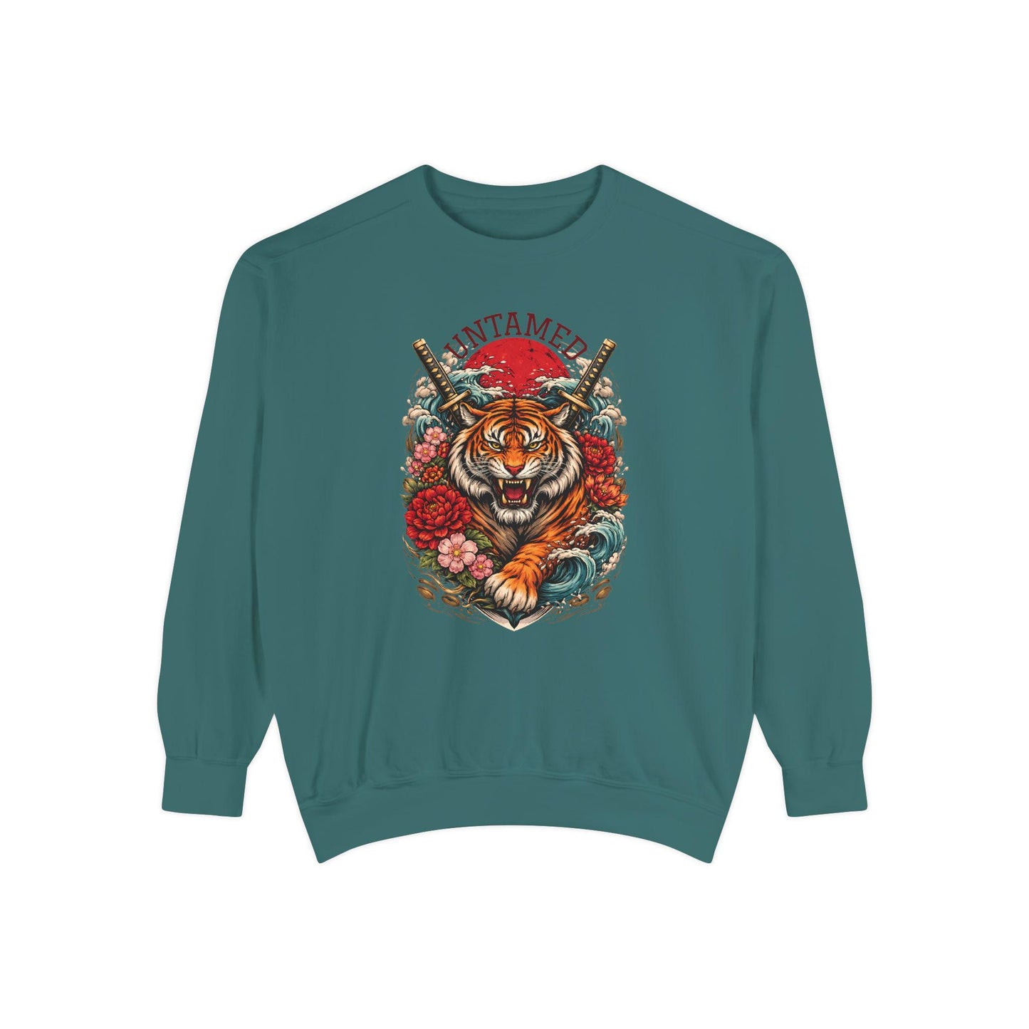 Untamed Tiger Sweatshirt  Floral Samurai Graphic Crewneck