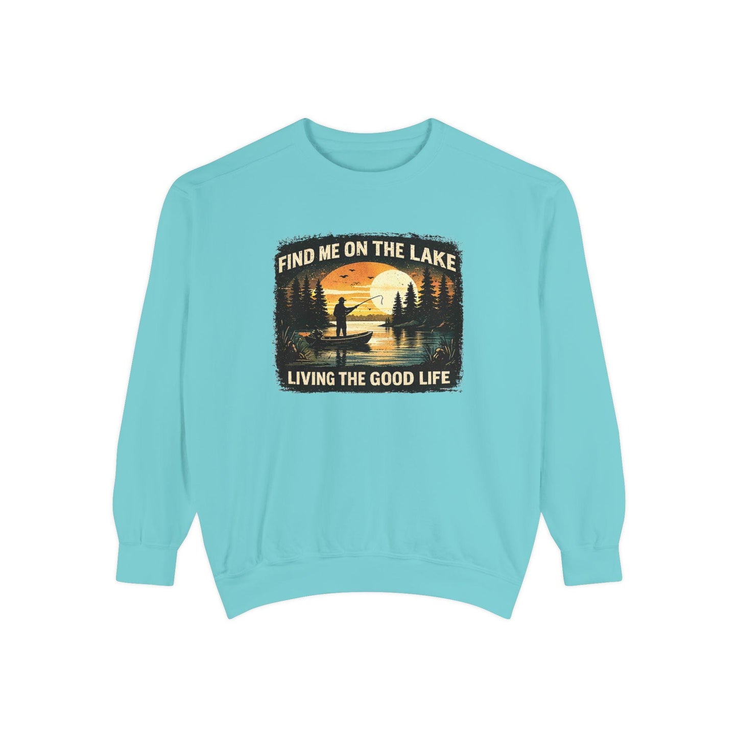 Lake Life Fishing Sweatshirt, Embroidered Outdoor Crewneck