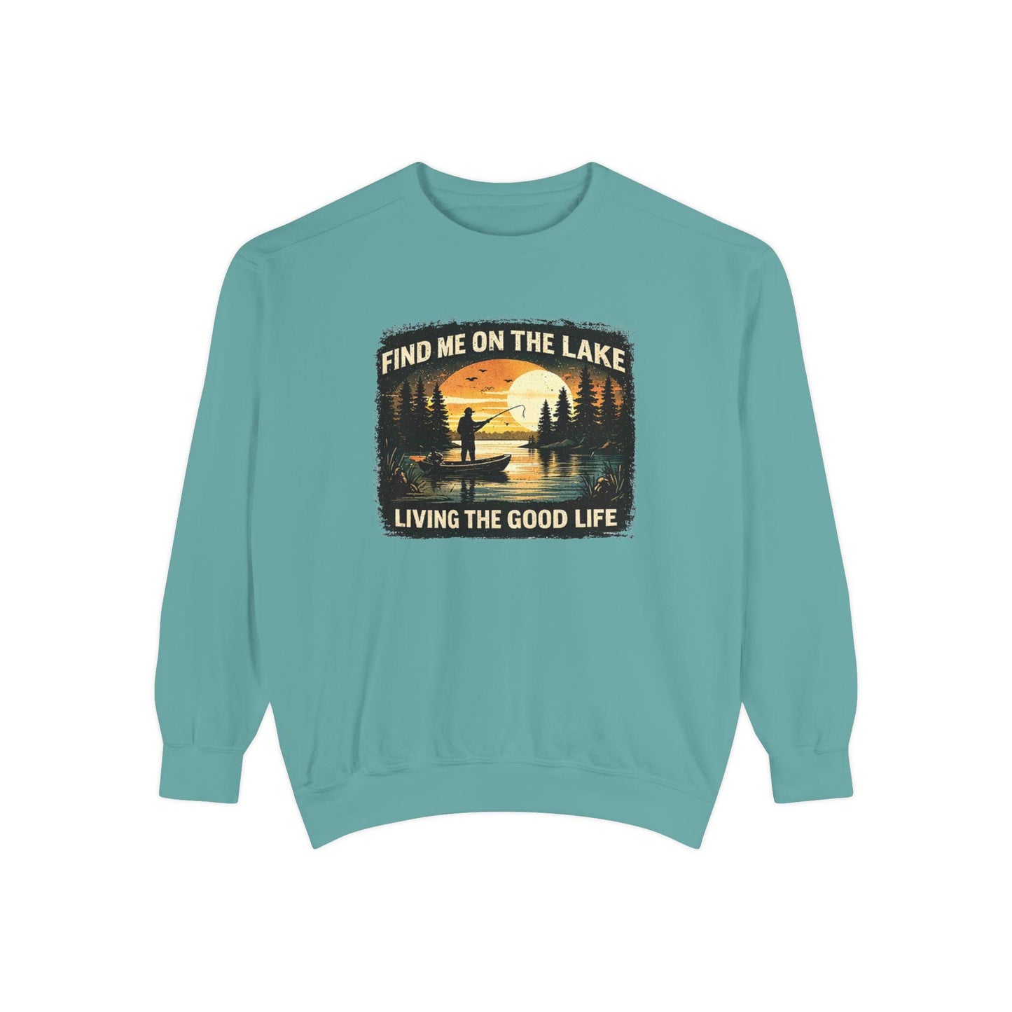 Lake Life Fishing Sweatshirt, Embroidered Outdoor Crewneck