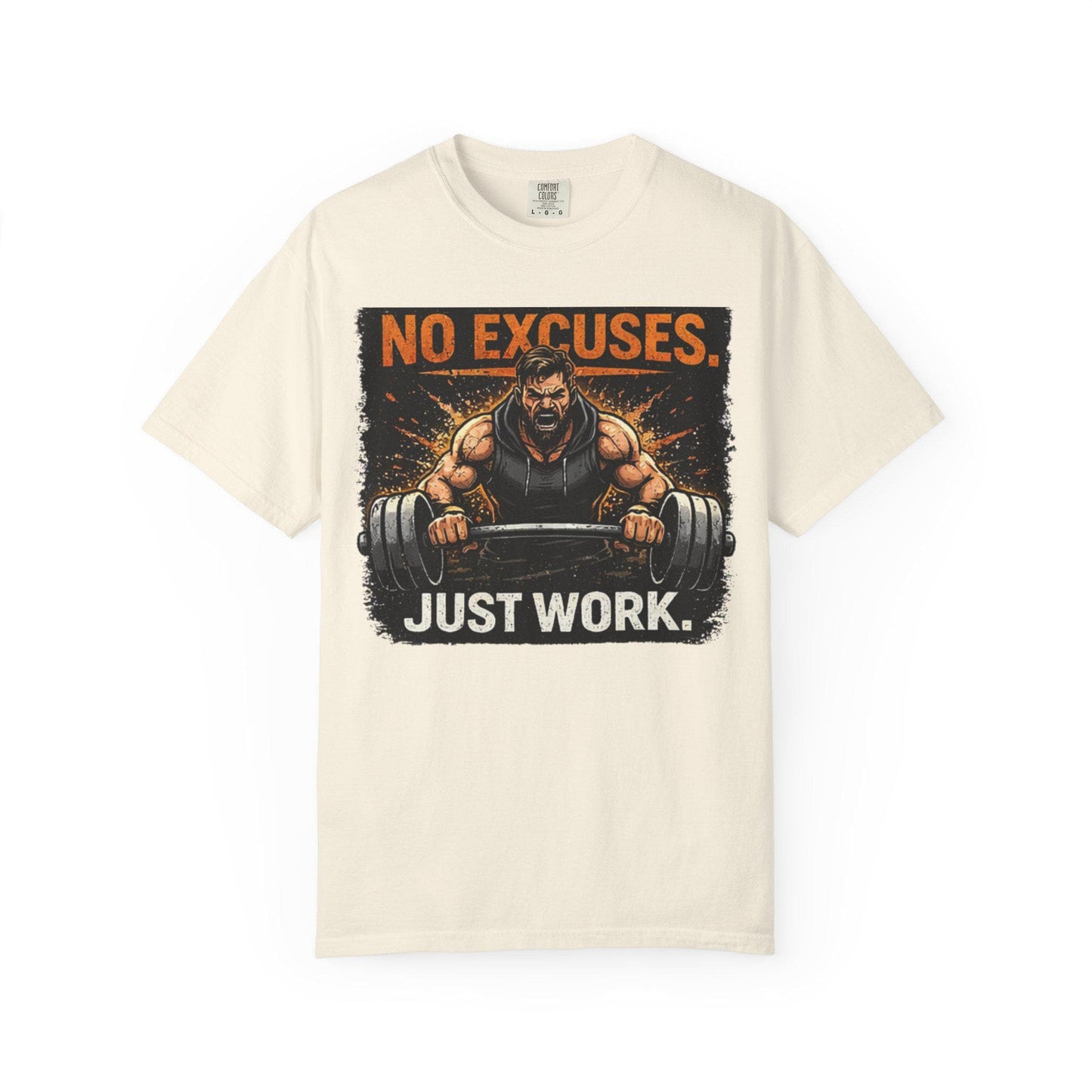 Motivational Gym T-Shirt No Excuses. Just Work Workout Tee