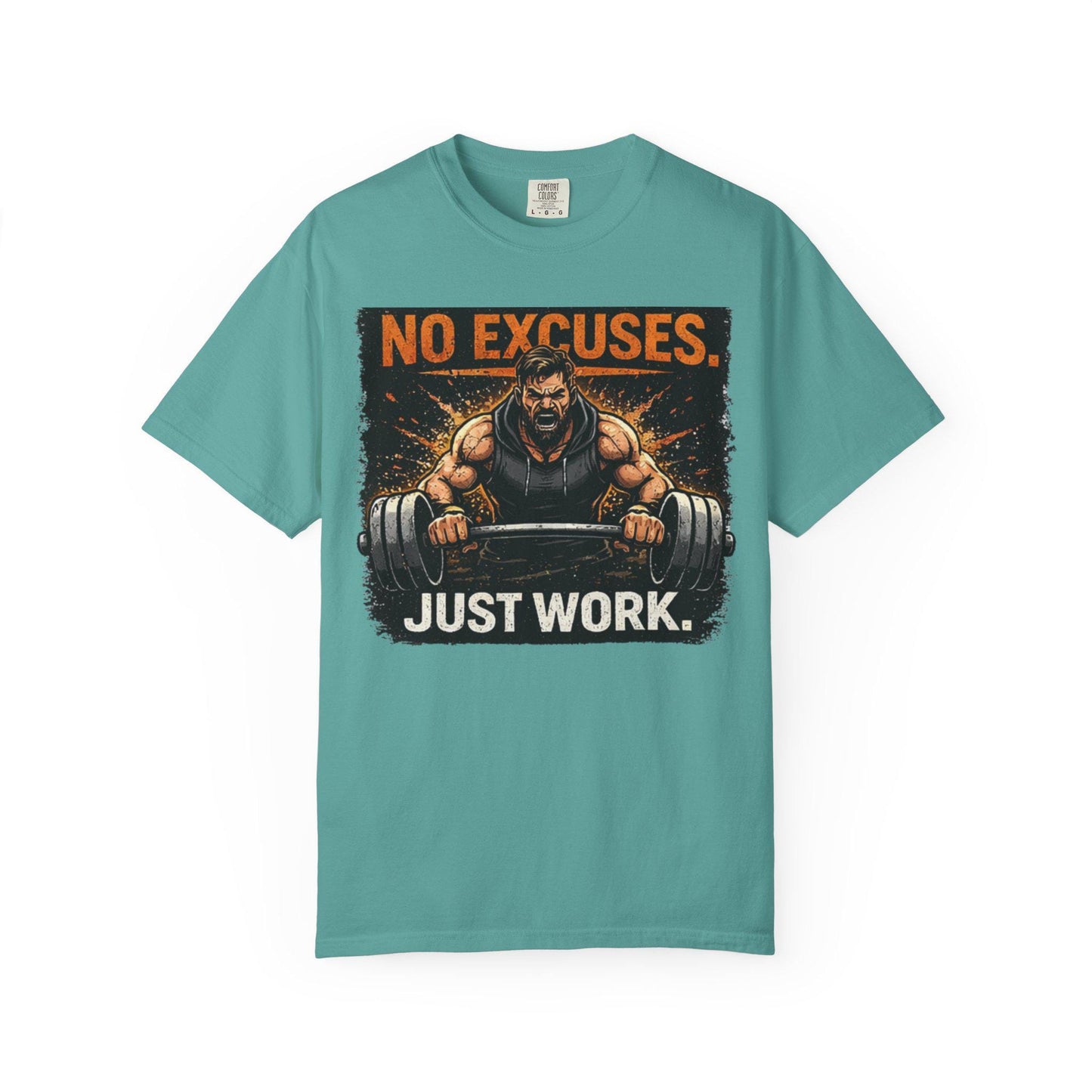 Motivational Gym T-Shirt No Excuses. Just Work Workout Tee