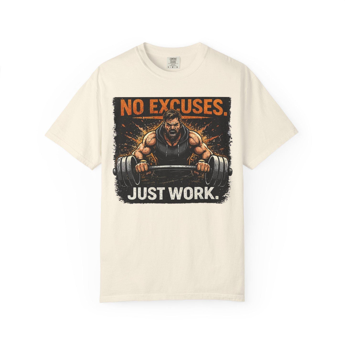 Motivational Gym T-Shirt No Excuses. Just Work Workout Tee