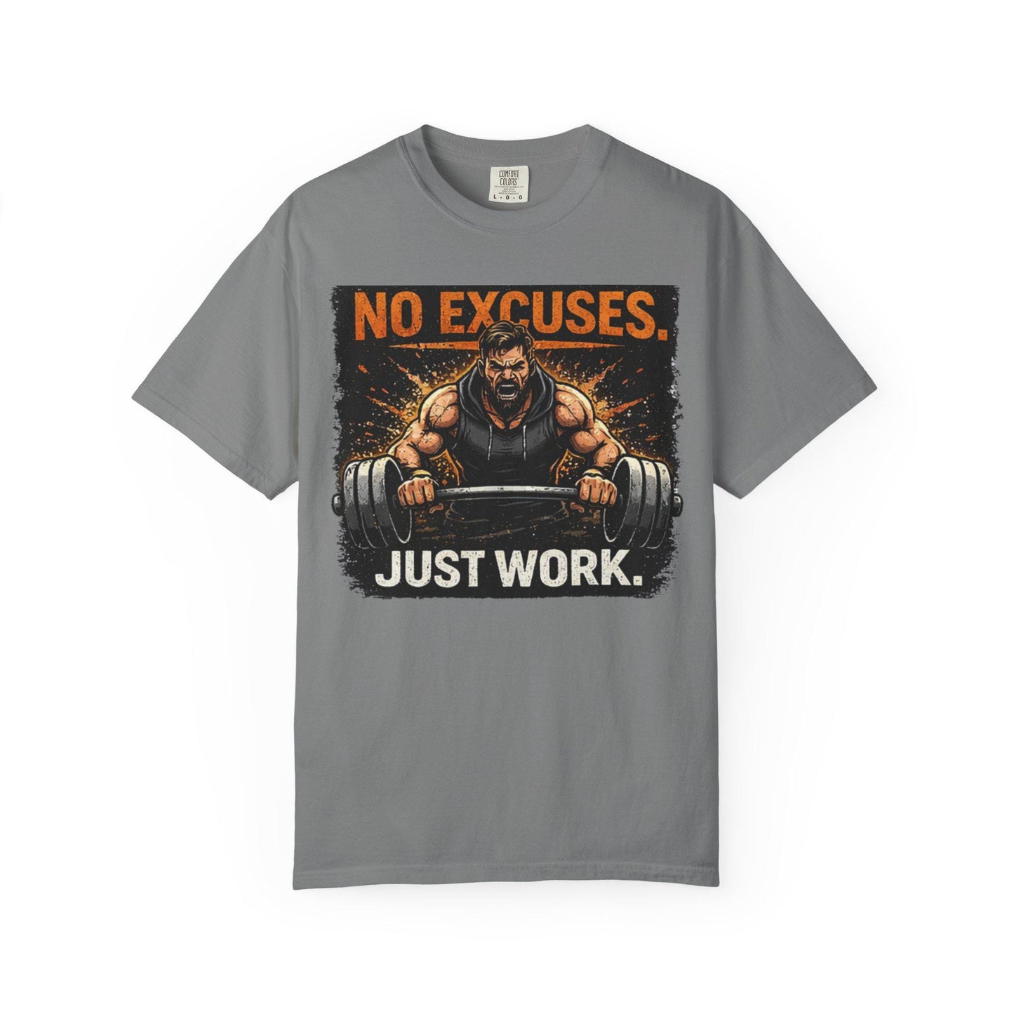 Motivational Gym T-Shirt No Excuses. Just Work Workout Tee