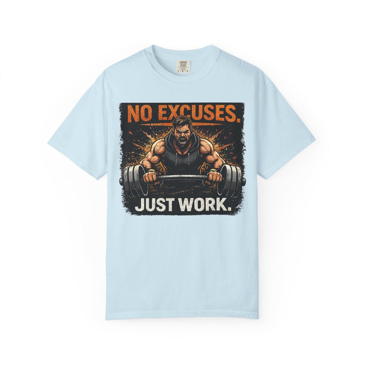 Motivational Gym T-Shirt No Excuses. Just Work Workout Tee