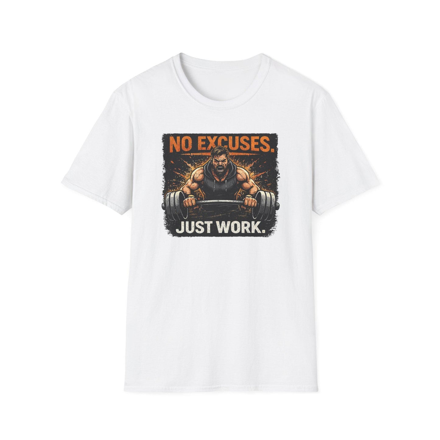 No Excuses Just Work T-Shirt | Weightlifting Motivational Gym Tee