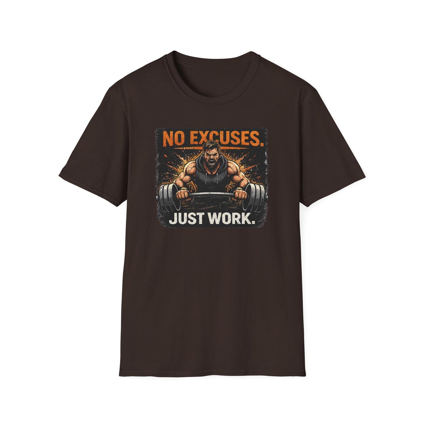 No Excuses Just Work T-Shirt | Weightlifting Motivational Gym Tee