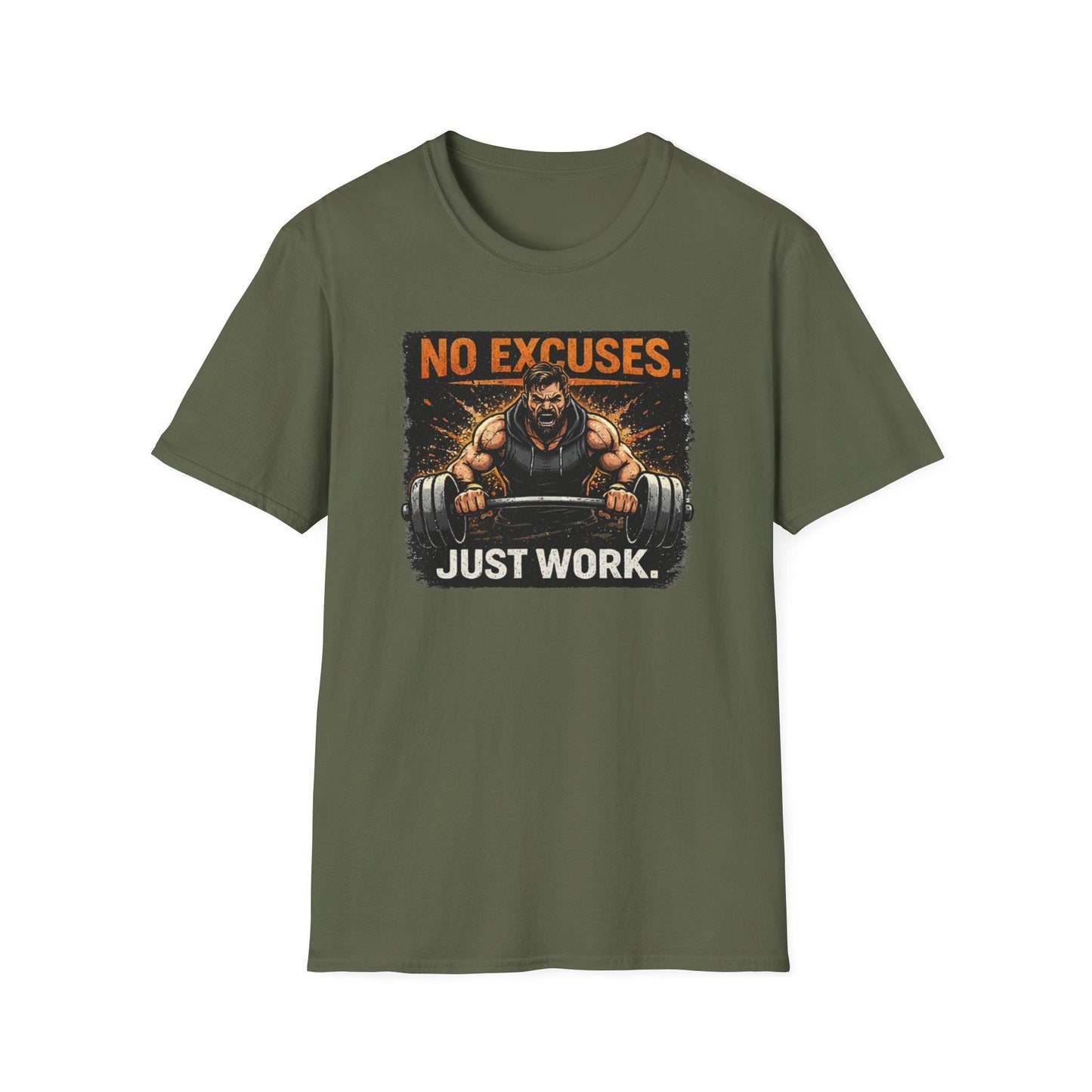No Excuses Just Work T-Shirt | Weightlifting Motivational Gym Tee