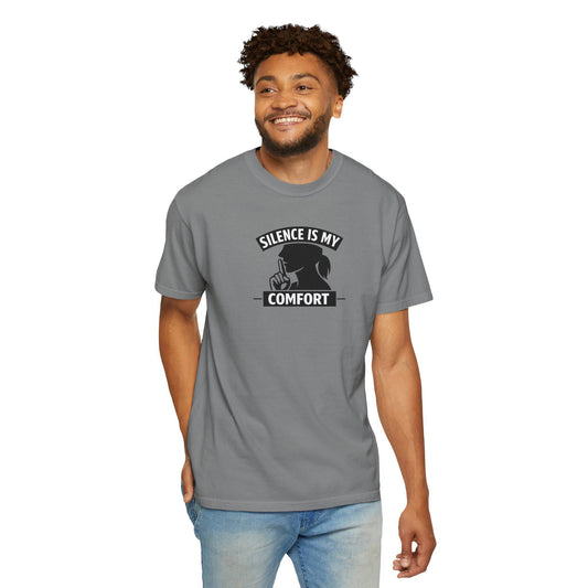 Silence Is My Comfort T-shirt | Quiet Skull Graphic, Monochrome